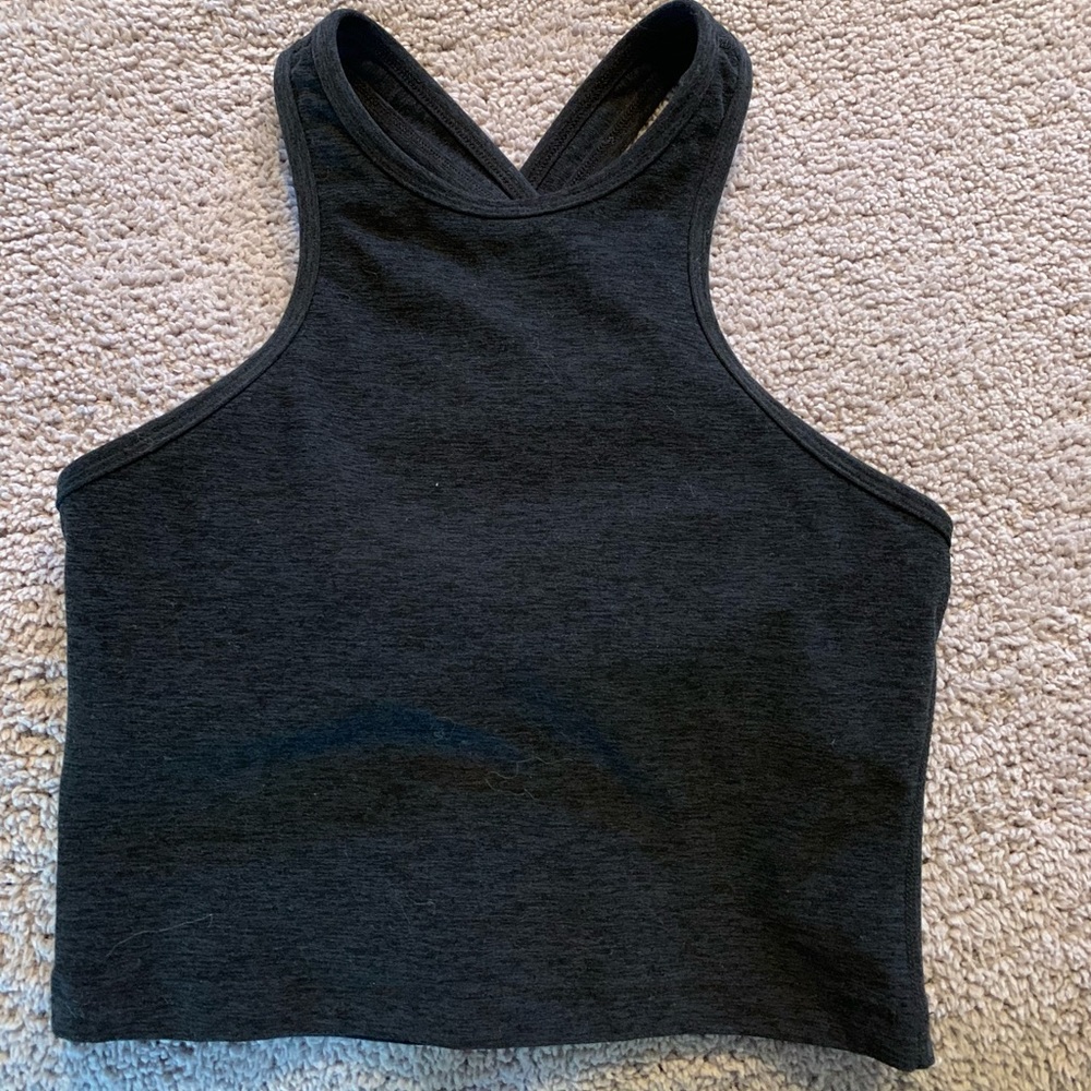 Beyond yoga space dye studio cropped tank :darkest night color
